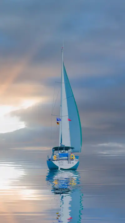 Sailing Yacht at sunset in Mediterranean sail regatta