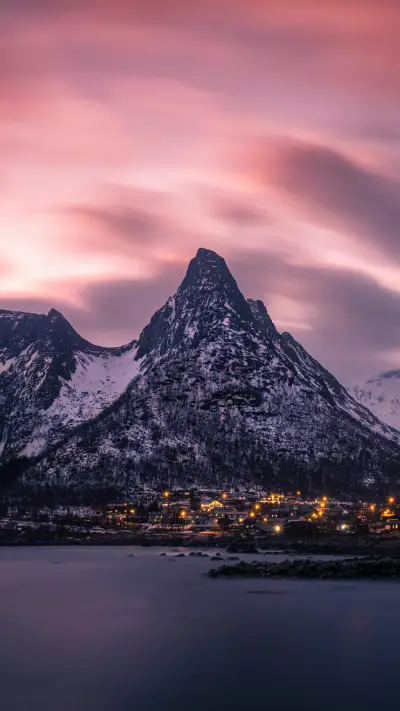 The Town is Located Under The Snow Mountains