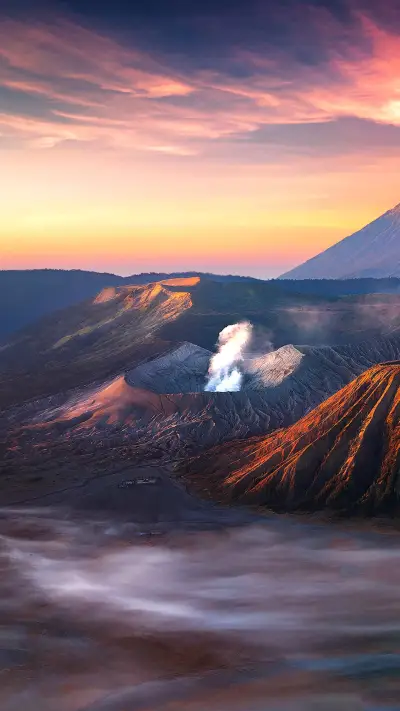 An active somma volcano and part of the Tengger mountains