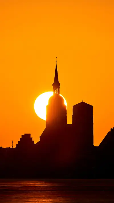 Church in setting sun