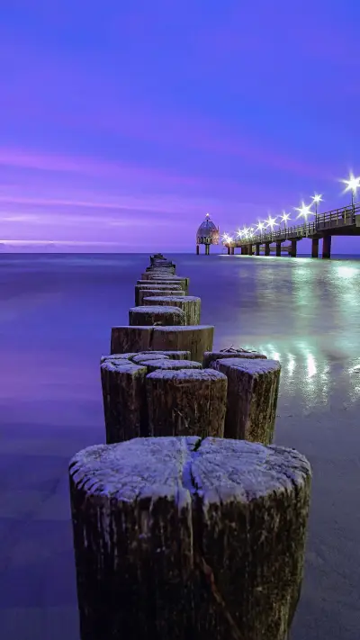 Pier in Zingst in the blue hour