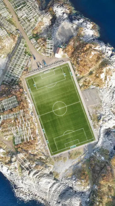 A stadium with a view of the sea