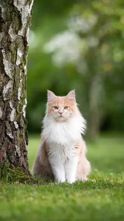 A Cat Sitting Under The Tree