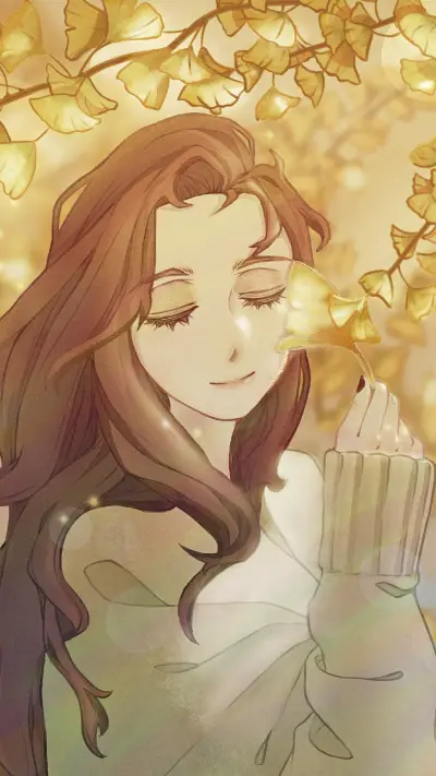 Beautiful Girl with Leaves on Tree