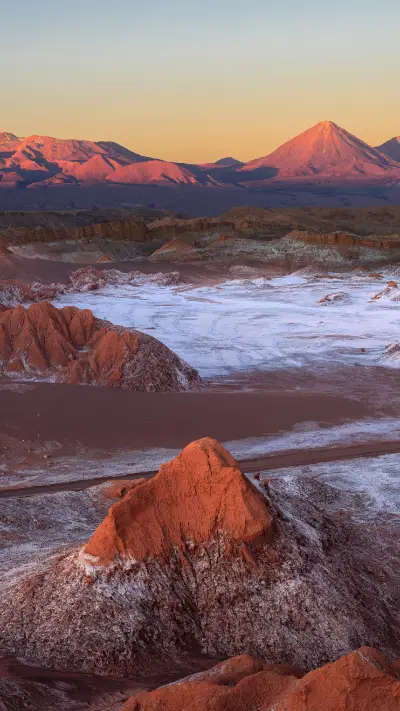 Red Hills And White Snow