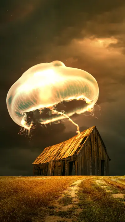 Glowing Golden Jelly Fish