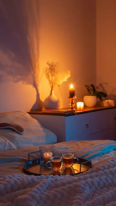 cup of tea in bedroom at night - Screenshot 1