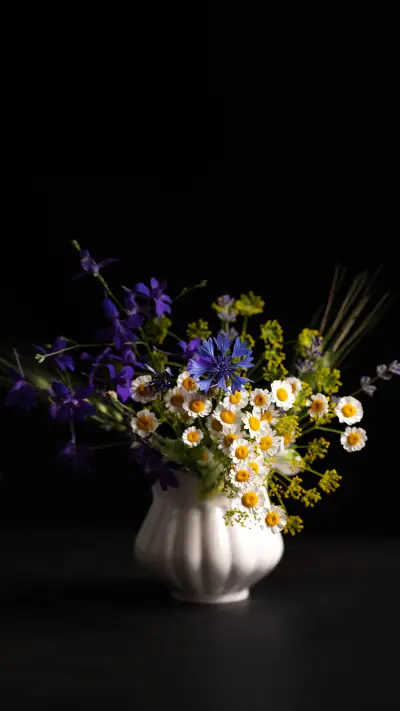 Blurred image of a bouquet with wild flowers