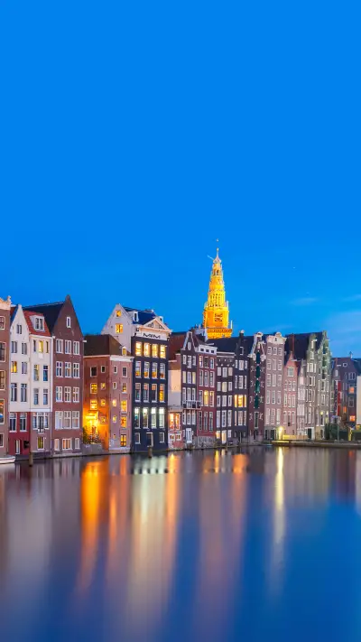 Oude Kerk Church during Twilight Blue Hour, Holland