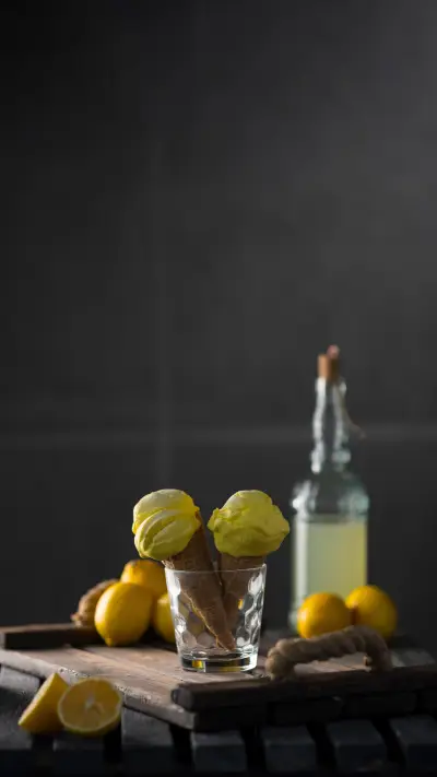 Two Cones with Lemon Ice Cream