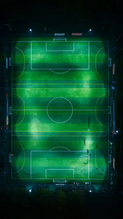 The football field lights at night