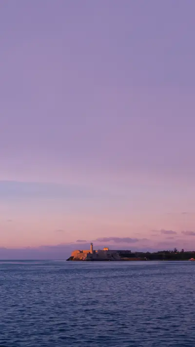 Sunset over Atlantic Ocean with Morro Castle
