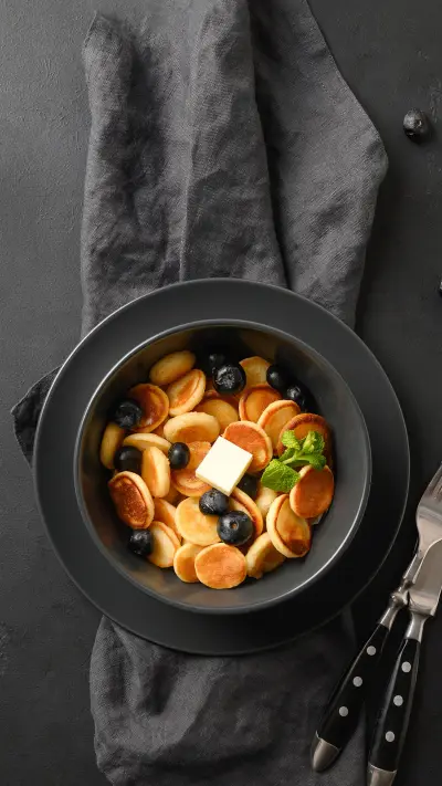 Homemade Tiny Cereal Pancakes with Blueberry