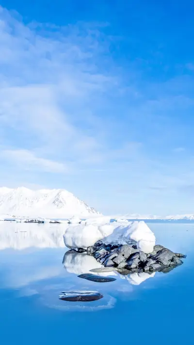 Arctic landscape - ice, sea, mountains, glaciers