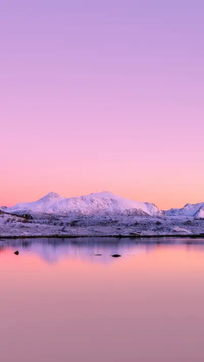 Reflection in water at sunset in winter