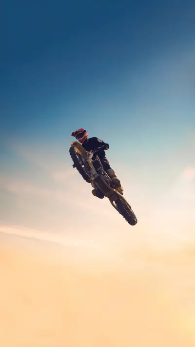 Motofreestyle during sunset. Fmx. Motocross