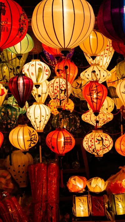 Lanterns hang high