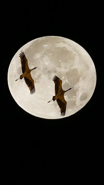Crane flying cross the moon - Screenshot 1