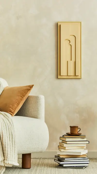 Stylish composition of modern cozy living room