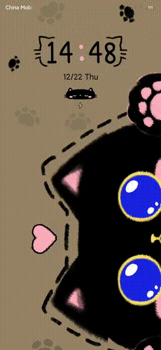 Big eyed black cat THEME for Xiaomi MIUI HyperOS
