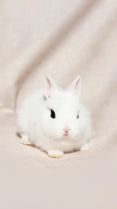 Beautiful white rabbit with blue eyes