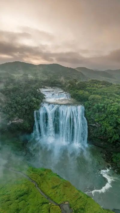 Aerial view of Huangguoshu Waterfall in Guizhou, China - Screenshot 1