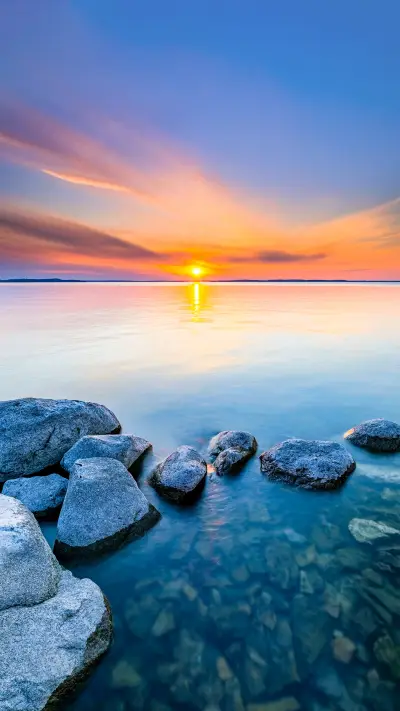 Beautiful sunset with blue sky background nature photography - Screenshot 1