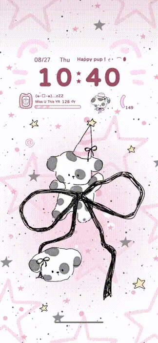 Pink‑Black Pup THEME for Xiaomi MIUI HyperOS