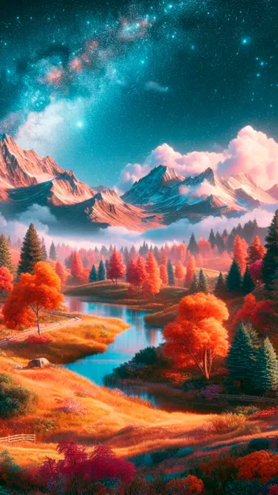 Mountain river and skky