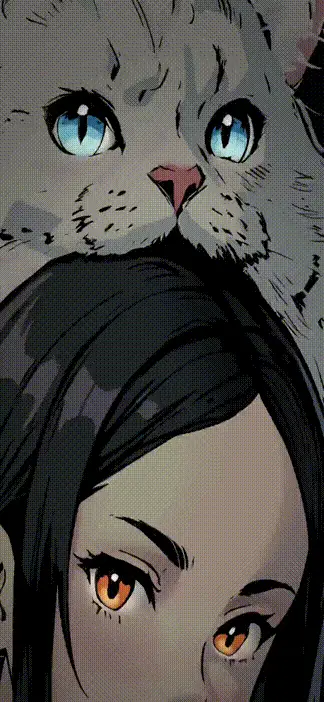 Dark Girl and Cat