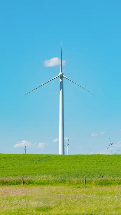 Power generating windfarm in the prairies of Alberta Canada