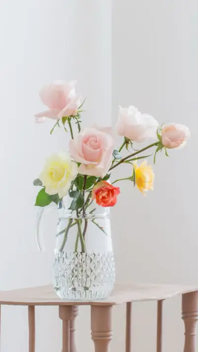 A Bouquet of Roses in Natural Hues, Embracing Warmth and Pea