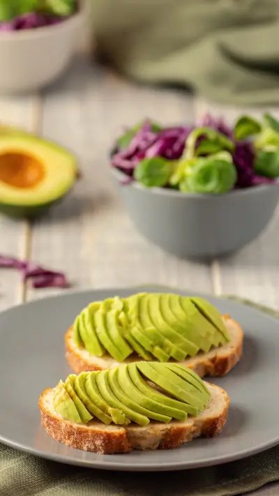Avocado salad. Red cabbage salad