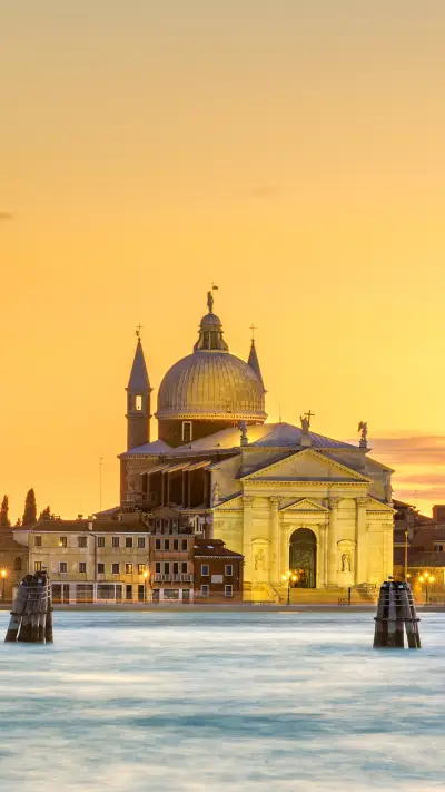 View of the island Guidecco at sunset. Venezia, Italy