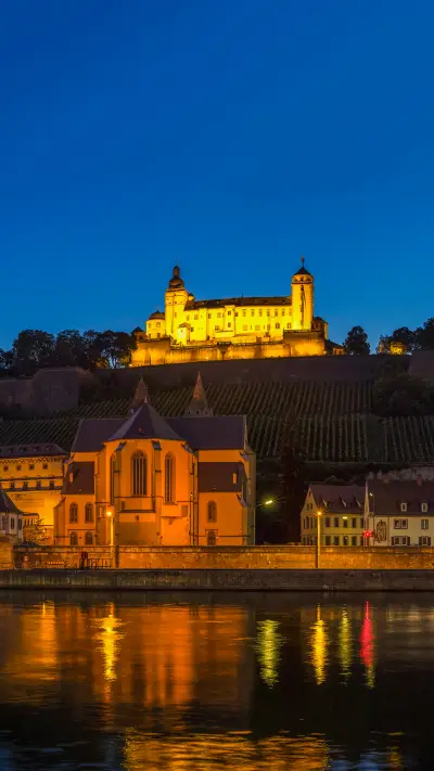 Germany bavaria wuerzburg view of fortress marienberg and