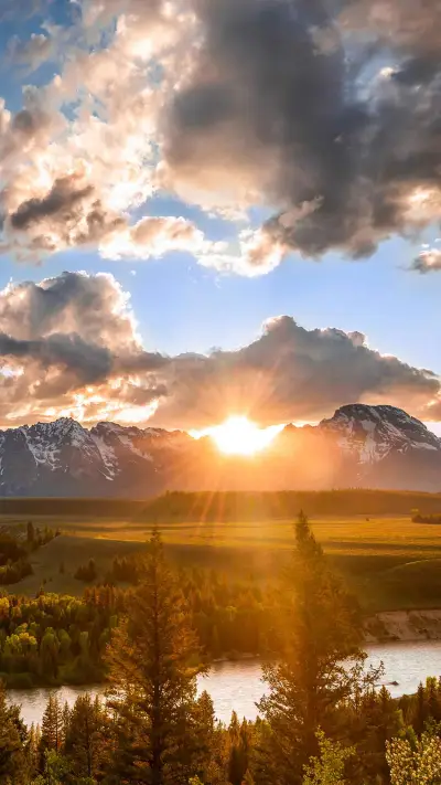 Far mountains and clouds
