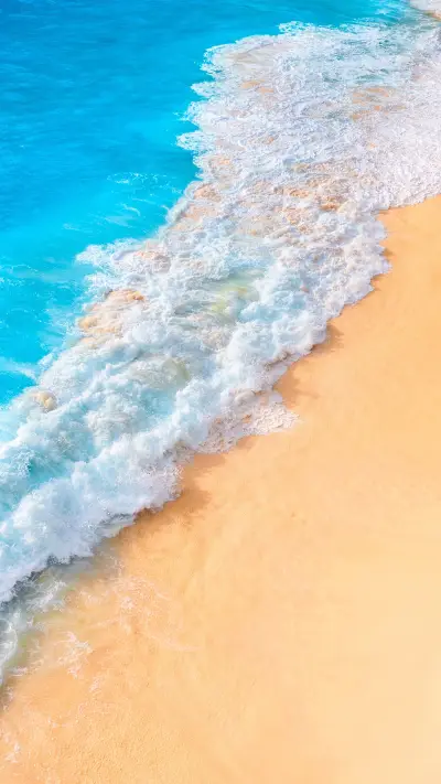 An aerial view of the people on the beach