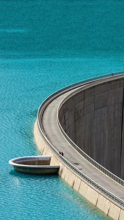 Swiss mountain dams come from the sky