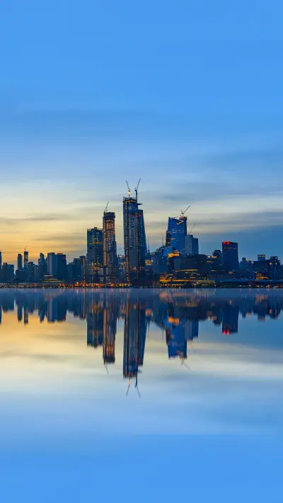 New York City Skyline Reflections at sunrise
