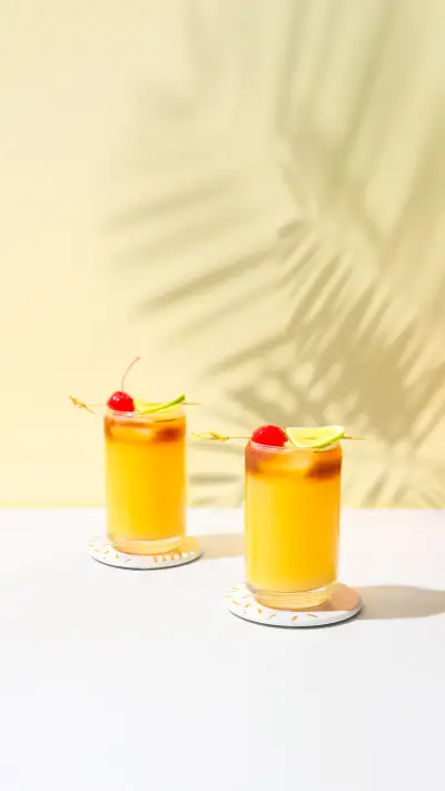 Glasses with Delicious Mai Tai Cocktail