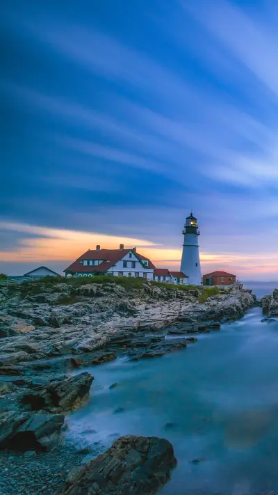 Dark clouds passing over Portland Head Lighthouse