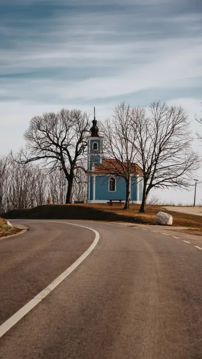 Tranquil Church by the Road, Embracing Nature's Calm
