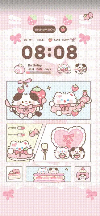 Strawberry cat THEME for Xiaomi MIUI HyperOS