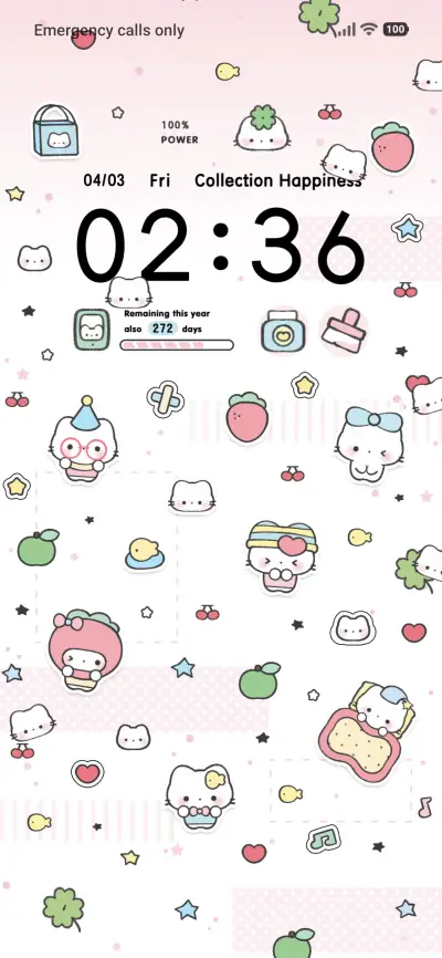 Tile Cute Kitty THEME for Xiaomi MIUI HyperOS