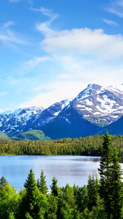 Lakes under high mountains