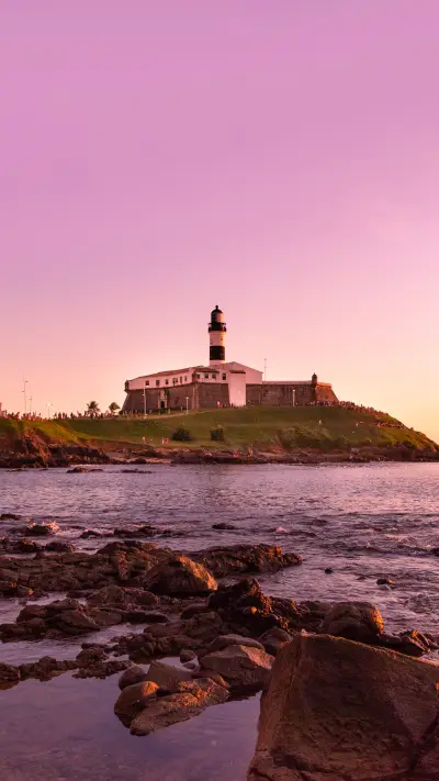Sunset at Farol da Barra Lighthouse in Salvador, Bahia